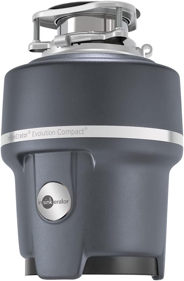 Garbage Disposer Compact 3/4 HP Evolution Compact, Gray  DWC-00 Plumbing-Equipment  Garbage Disposal Power Cord Kit, CRD-00, Black, Pack of 1