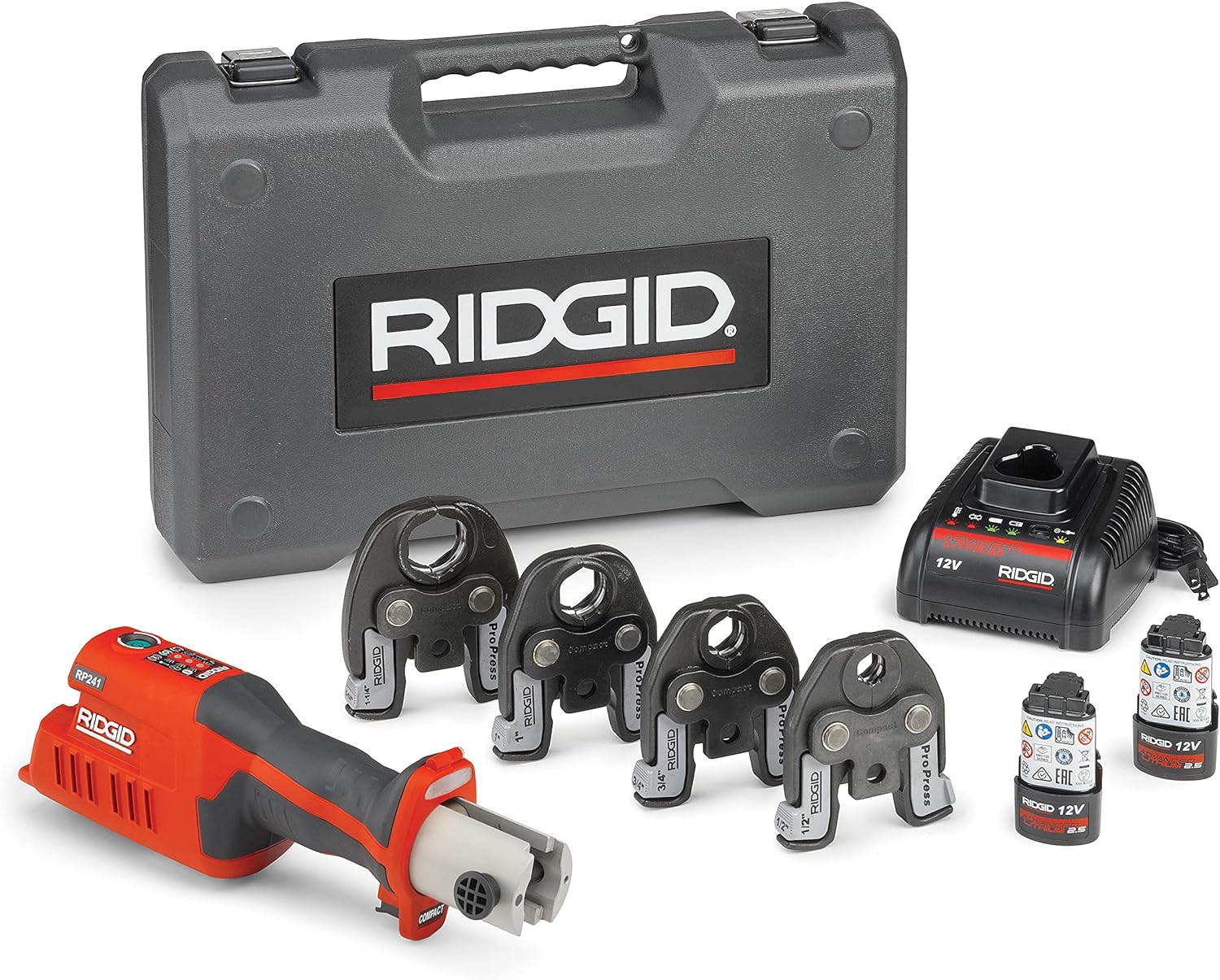 RIDGID 57363 Model RP 241 Compact Press Tool Kit with 1/2-1-1/4 Pro Press Jaws and Bluetooth